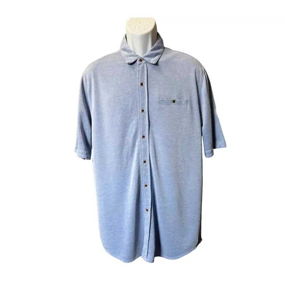 NWT Large Nicoby Men’s Blue Shortsleeve Button Up Knit Shirt
